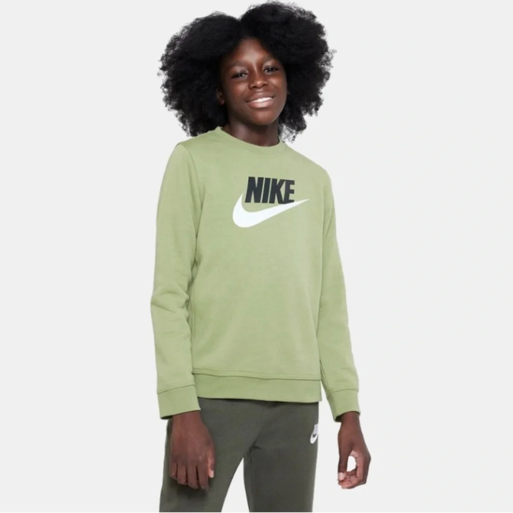 Nike Sweatshirt Youth L Green Crewneck Athleisure boys girls large swoosh soft - Picture 1 of 3
